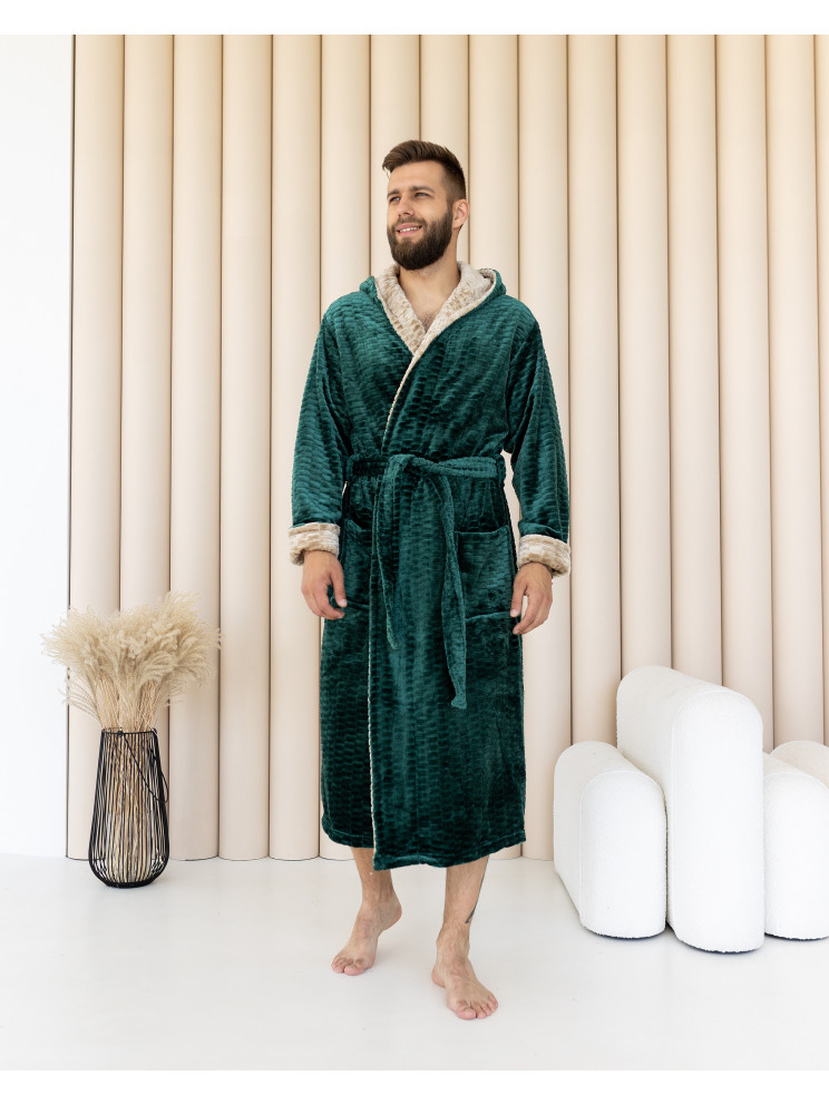 Махровый мужской халат Romance Honeycomb Green
