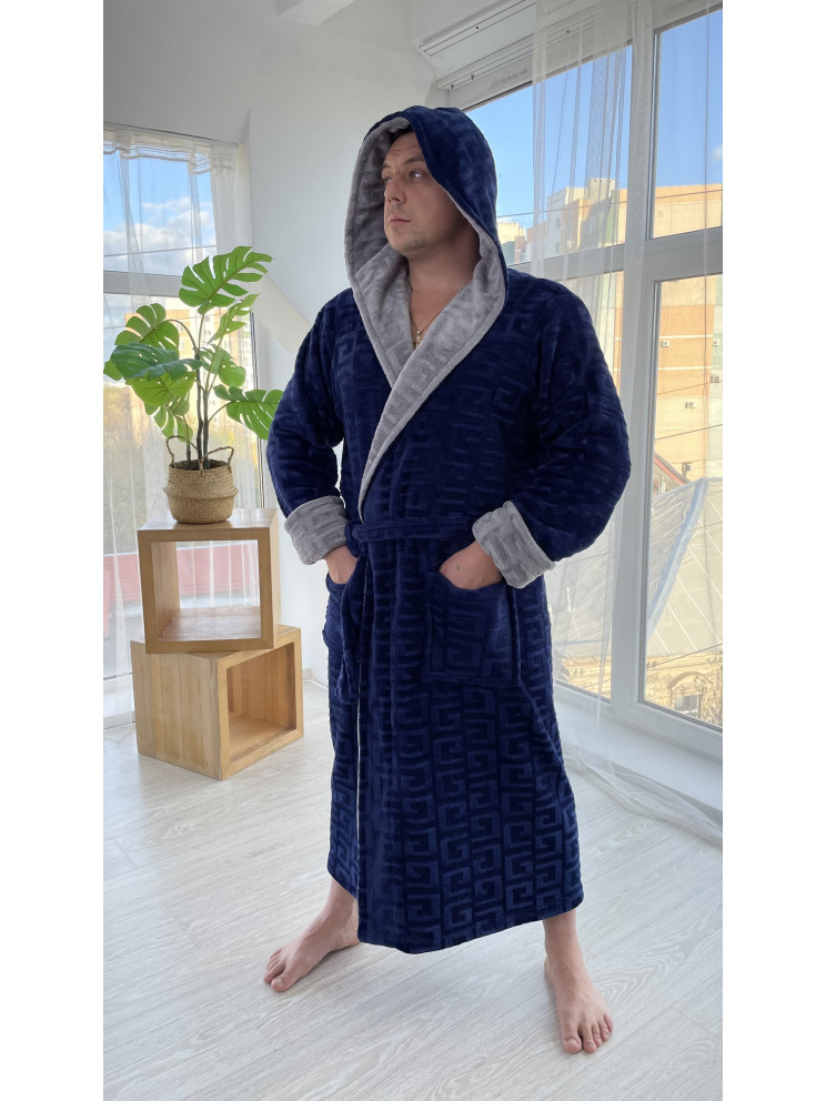 Махровый мужской халат Romance Versace Blue