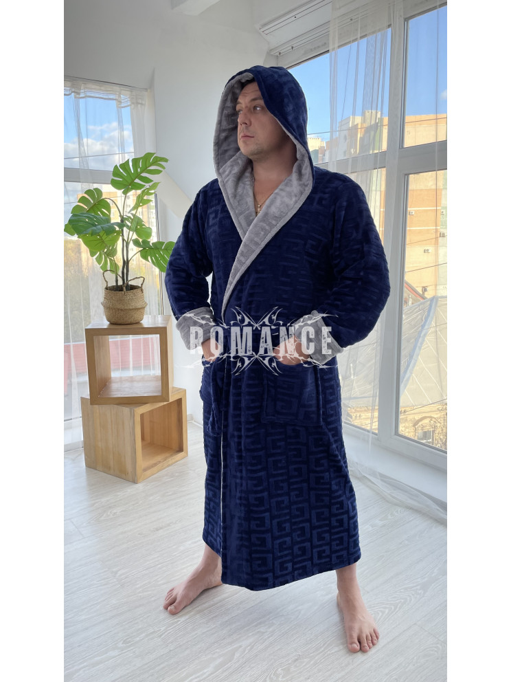 Махровый мужской халат Romance Versace Blue